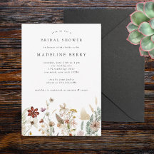 Invitation de la douche nuptiale Fleur sauvage Boh