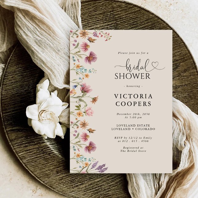 Invitation de la douche nuptiale Fleur sauvage Boh (Créateur téléchargé)