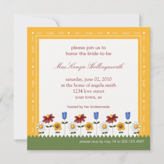Invitation de la douche nuptiale Fleurs de jardin (Devant)