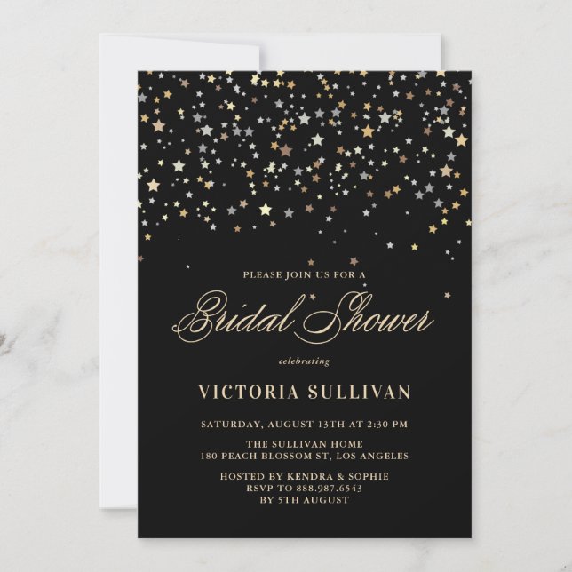 Invitation de la douche nuptiale Gold Star Confett (Devant)
