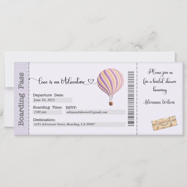 Invitation de la douche nuptiale, Invitation de la (Devant)