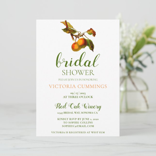 Invitation de la douche nuptiale Peach (Debout devant)