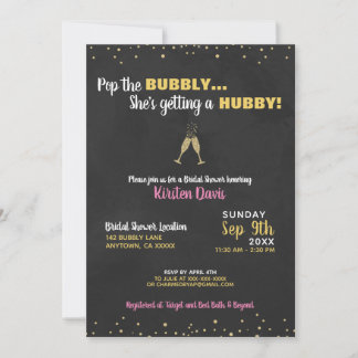 Invitation de la douche nuptiale Pop the Bubbly