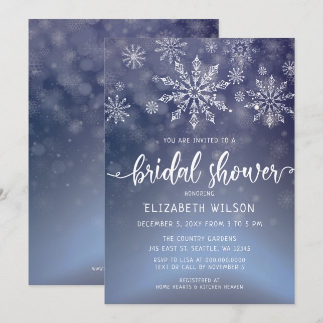 Invitation de la douche nuptiale Winter Wonderland (Devant / Derrière)