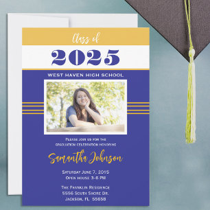 Invitation de la Faire-part de graduation Blue and