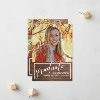 Invitation de la Faire-part de graduation en bois 