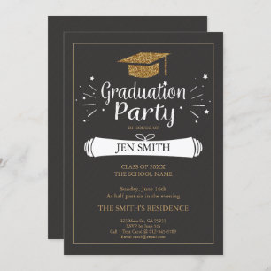 Invitation de la Faux Gold Parties scintillant Cas