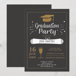 Invitation de la Faux Gold Parties scintillant Cas