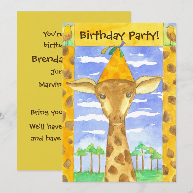 Invitation de la fête Anniversaire de enfant de Gi (Devant / Derrière)