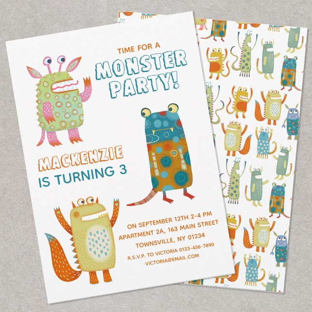 Invitation de la fête Anniversaire de enfant Monst (Créateur téléchargé)