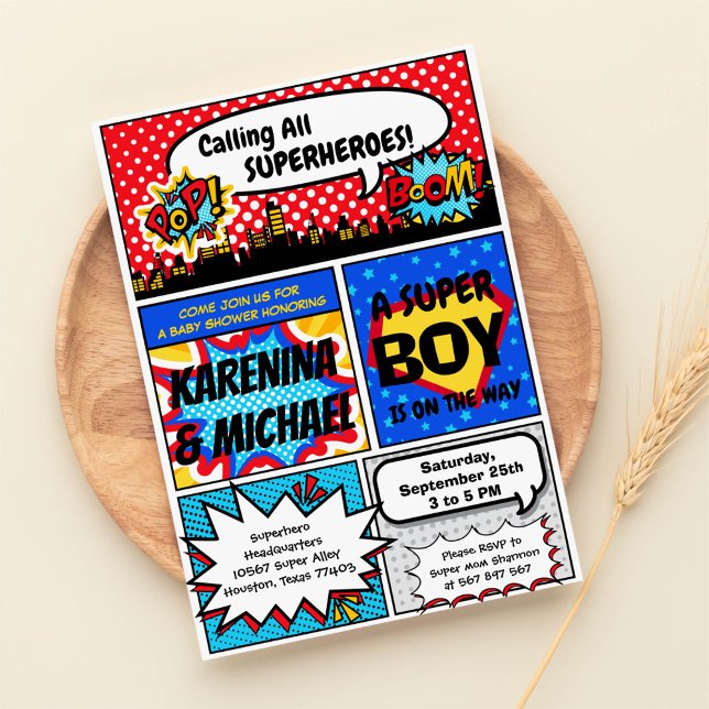 Invitation de la fête Baby shower des Couples Supe (Créateur téléchargé)