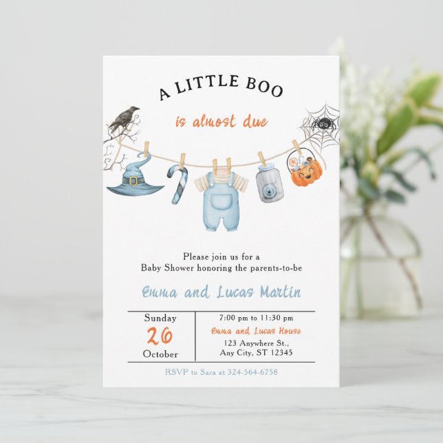 Invitation de la fête Baby shower d'Halloween - mo (Debout devant)