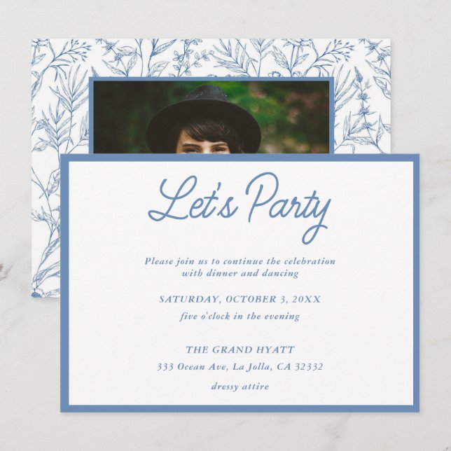 Invitation de la Fête Bat mitzvah Florale français (Devant / Derrière)