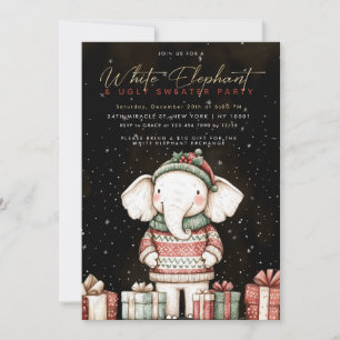 Invitation de la fête blanche éléphant laide