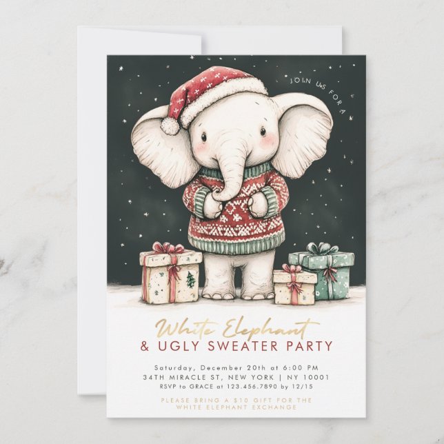 Invitation de la fête blanche éléphant laide (Devant)
