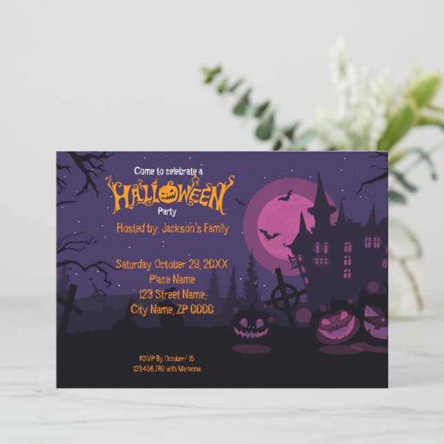 Invitation de la fête Citrouille d'Halloween (Debout devant)