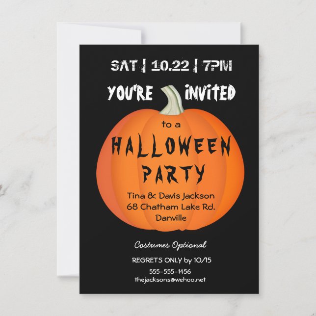 Invitation de la fête Citrouille d'Halloween éffra (Devant)