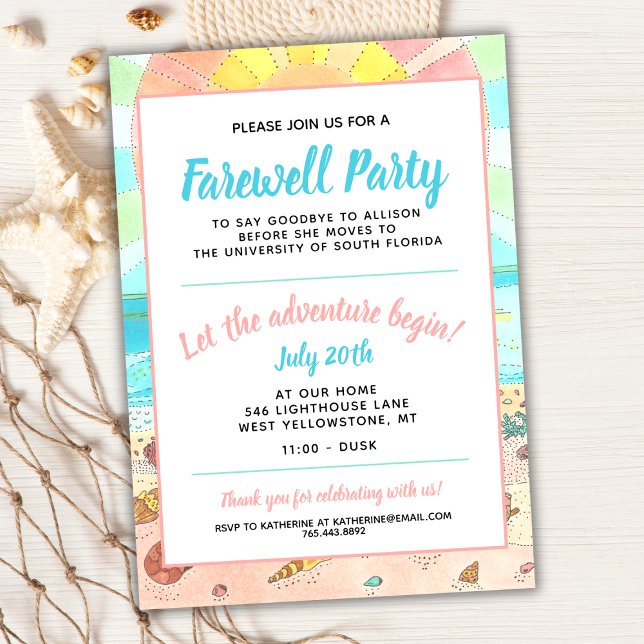 Invitation de la fête d'adieu d'été de plage (Créateur téléchargé)