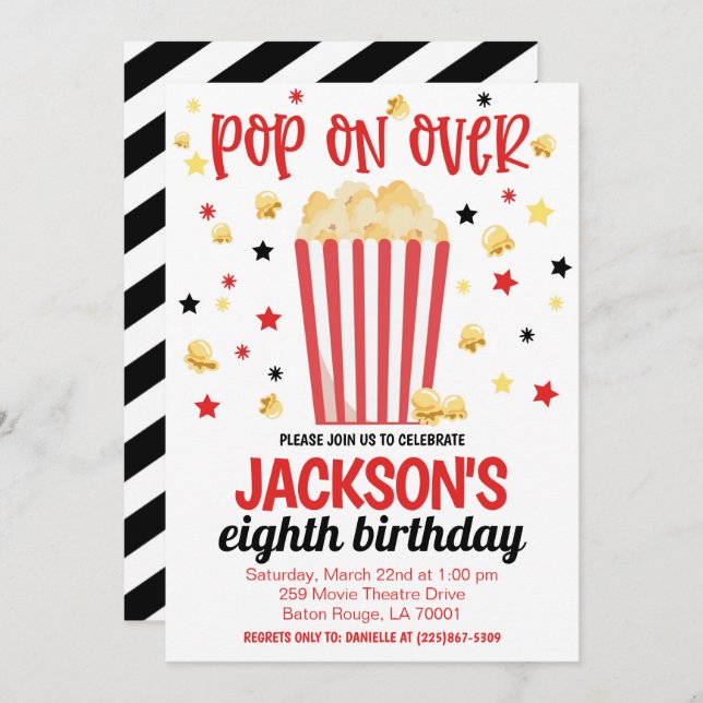 Invitation de la fête d'anniversaire (Devant / Derrière)