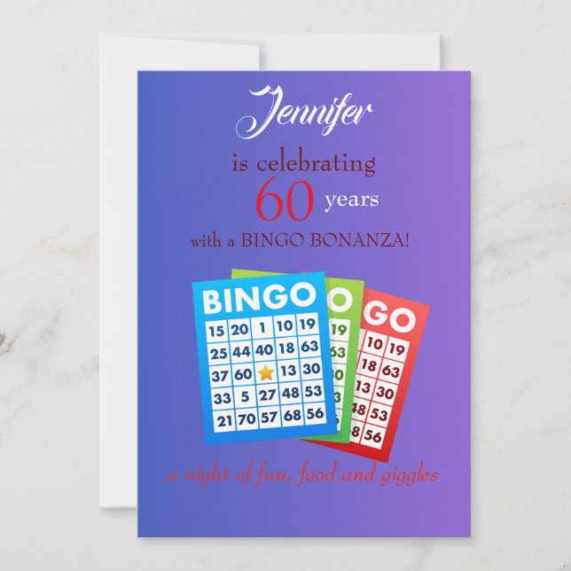 Invitation de la fête d'anniversaire BINGO (Devant)