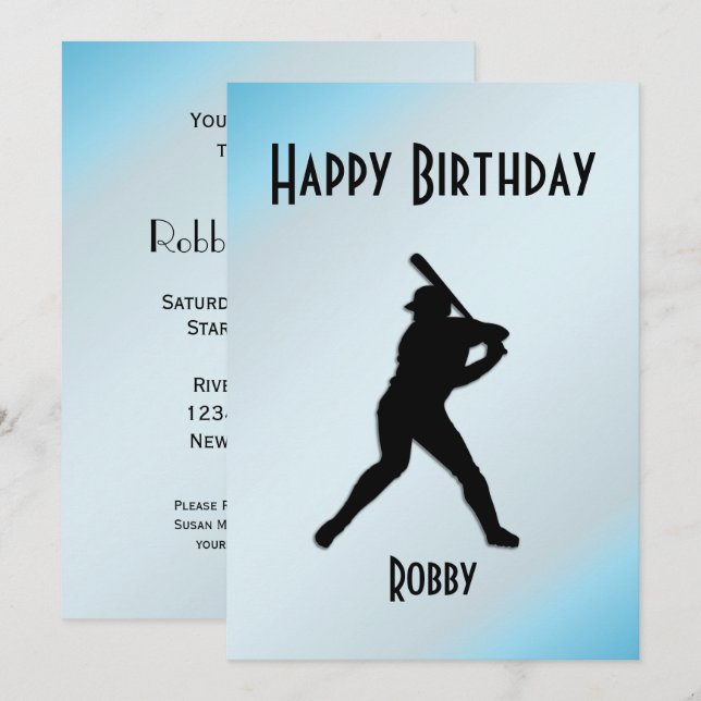 Invitation de la fête d'anniversaire de baseball (Devant / Derrière)