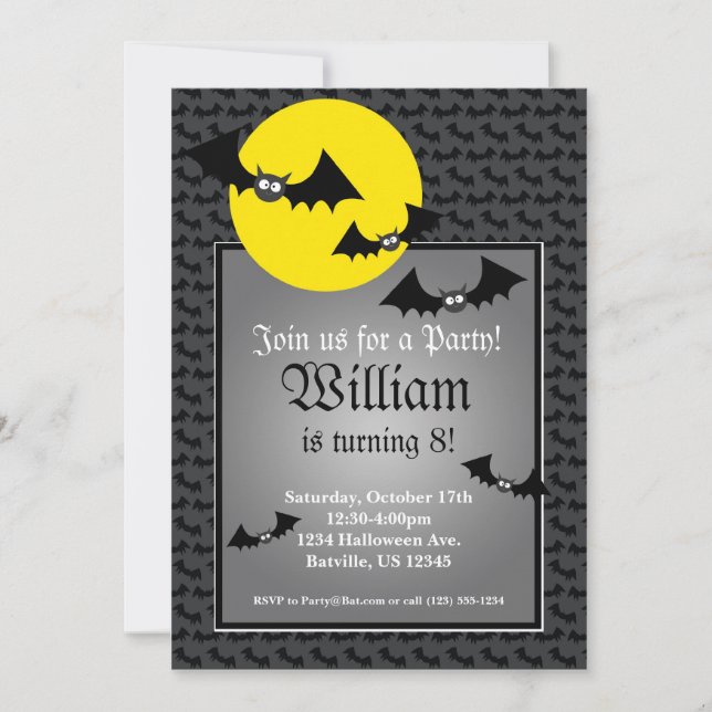 Invitation de la fête d'anniversaire de Black Bat  (Devant)