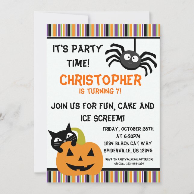 Invitation de la fête d'anniversaire de Black Cat  (Devant)