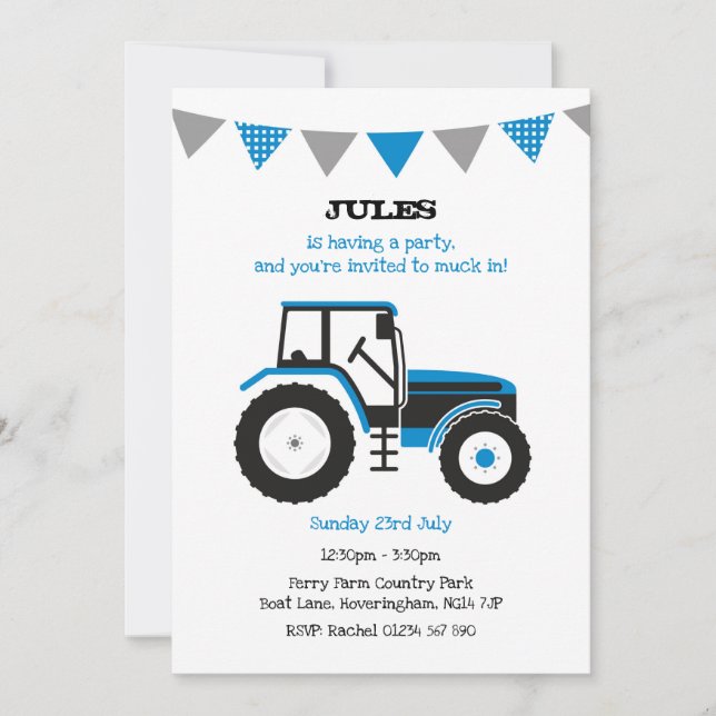 Invitation de la fête d'anniversaire de Blue Tract (Devant)