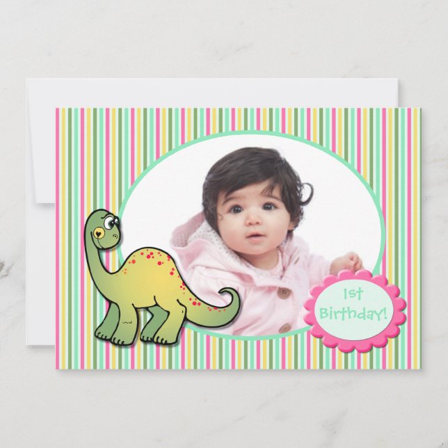 Invitation de la fête d'anniversaire de Dinosaur (Devant)