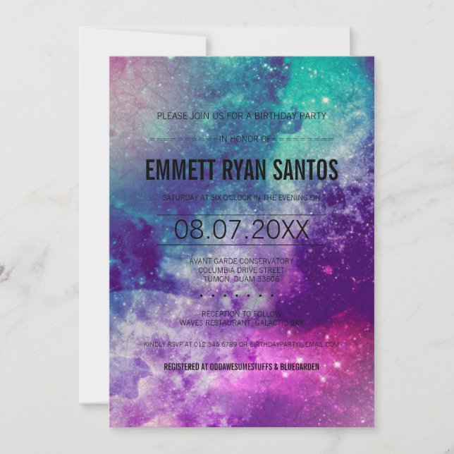 Invitation de la fête d'anniversaire de Galaxy (Devant)