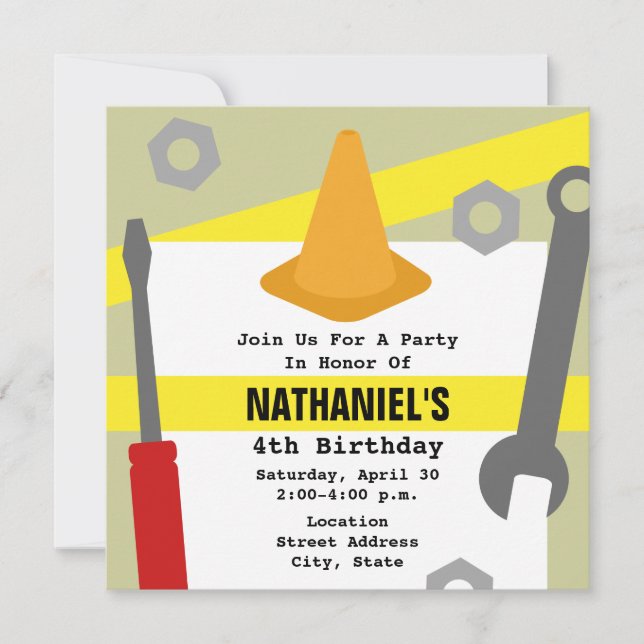 Invitation de la fête d'anniversaire de la constru (Devant)
