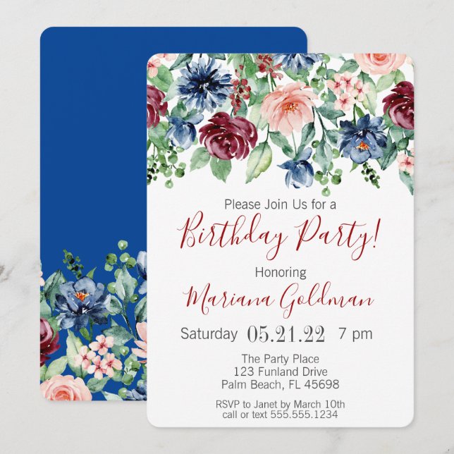 Invitation de la fête d'anniversaire de la Marine  (Devant / Derrière)