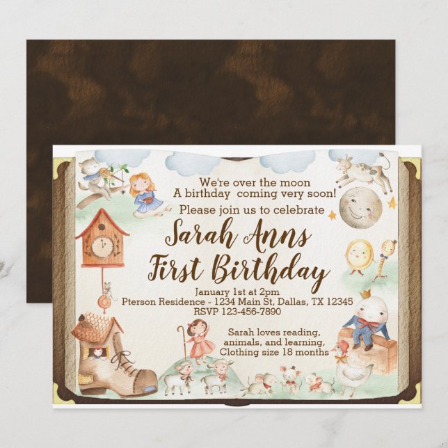 Invitation de la fête d'anniversaire de la mère Go (Devant / Derrière)