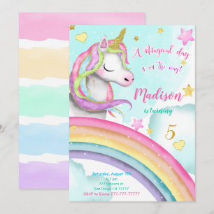 Invitation de la fête d'anniversaire de la Unicorn