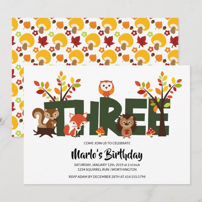 Invitation de la fête d'anniversaire de l'animal f (Devant / Derrière)