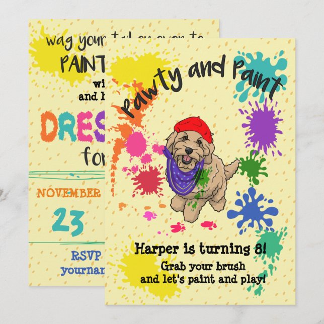 Invitation de la fête d'anniversaire de l'art des  (Devant / Derrière)