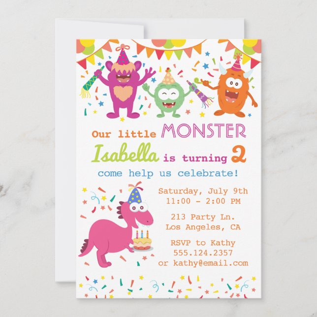 Invitation de la fête d'anniversaire de Little Mon (Devant)