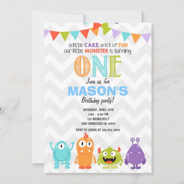 Invitation de la fête d'anniversaire de Little Mon (Devant)