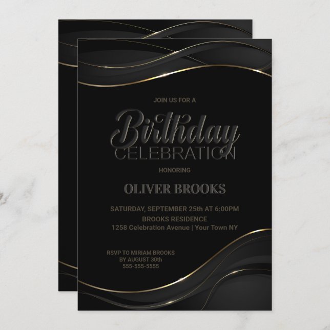 Invitation de la fête d'anniversaire de l'or noir  (Devant / Derrière)