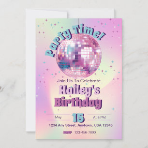 Invitation de la fête d'anniversaire de Pink Disco