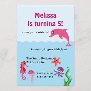 Invitation de la fête d'anniversaire des dauphins 