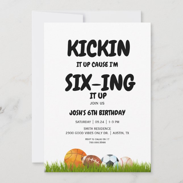 Invitation de la fête d'anniversaire du 6e garçon  (Devant)