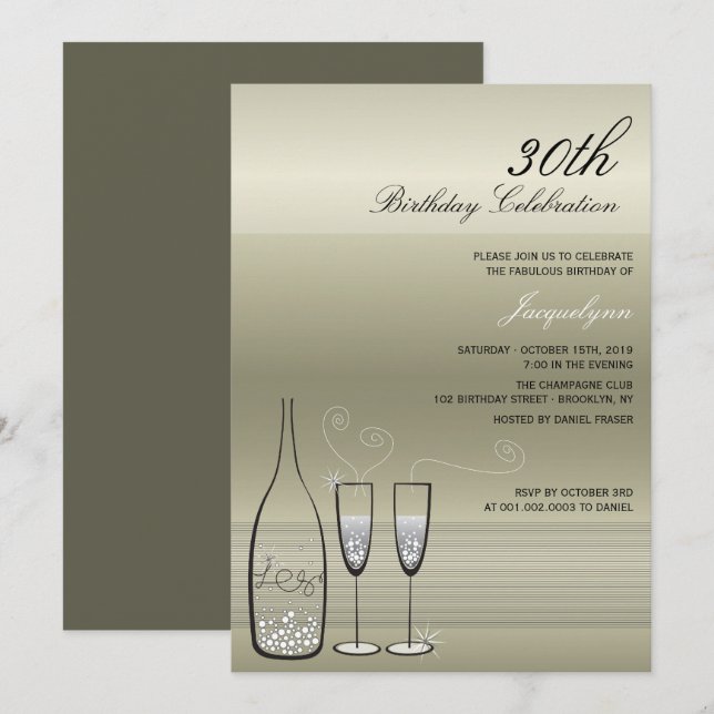Invitation de la fête d'anniversaire du Champagne  (Devant / Derrière)