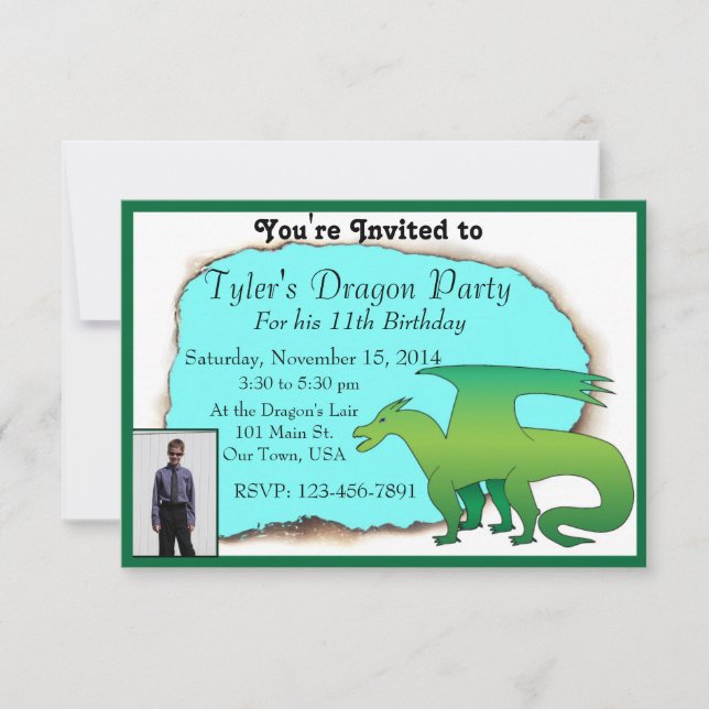 Invitation de la fête d'anniversaire du dragon ave (Devant)