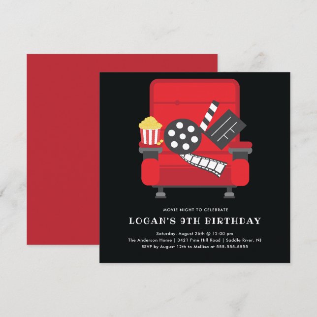 Invitation de la fête d'anniversaire du film (Devant / Derrière)