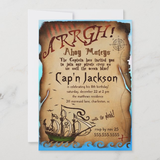 Invitation de la fête d'anniversaire du Pirate GC (Devant)