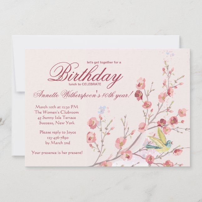Invitation de la fête d'anniversaire du Printemps (Devant)