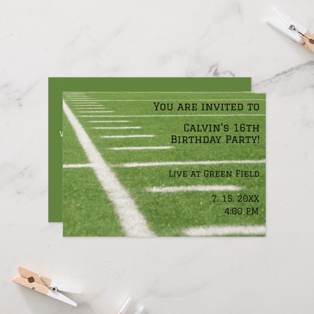 Invitation de la fête d'anniversaire du terrain de (Devant/Arrière en situation)