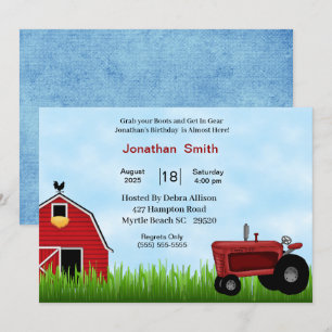 Invitation de la fête d'anniversaire du tracteur r