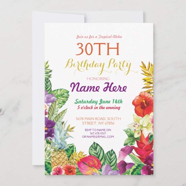 Invitation de la fête d'anniversaire du Tropical T (Devant)